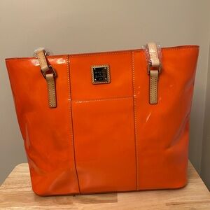 Dooney & Bourke Vibrant Patent Leather Orange Tote Bag